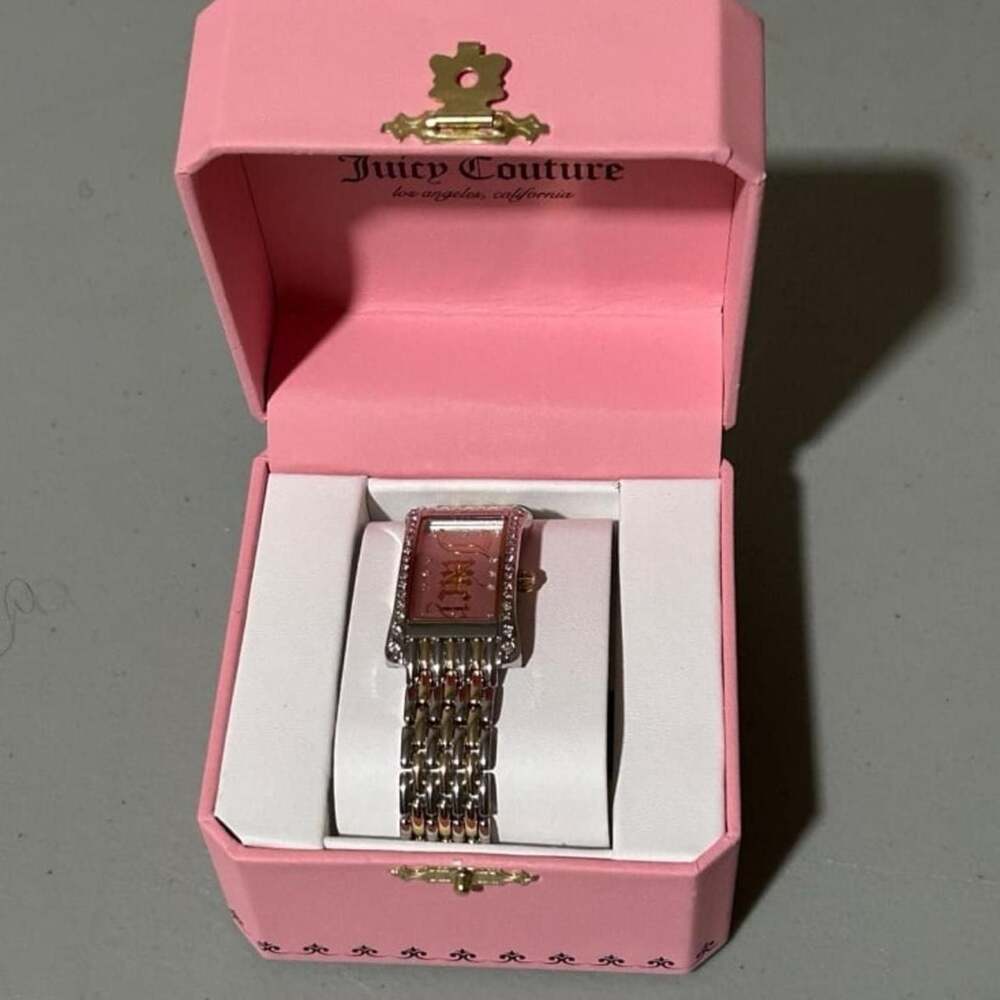 Juicy Couture Stella Pink Dial Crystal Tank Watch